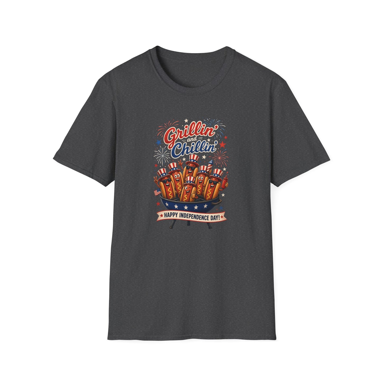 4th of July "Grillin' and Chillin'" T-Shirt – Funny Hotdog Patriotic Tee
