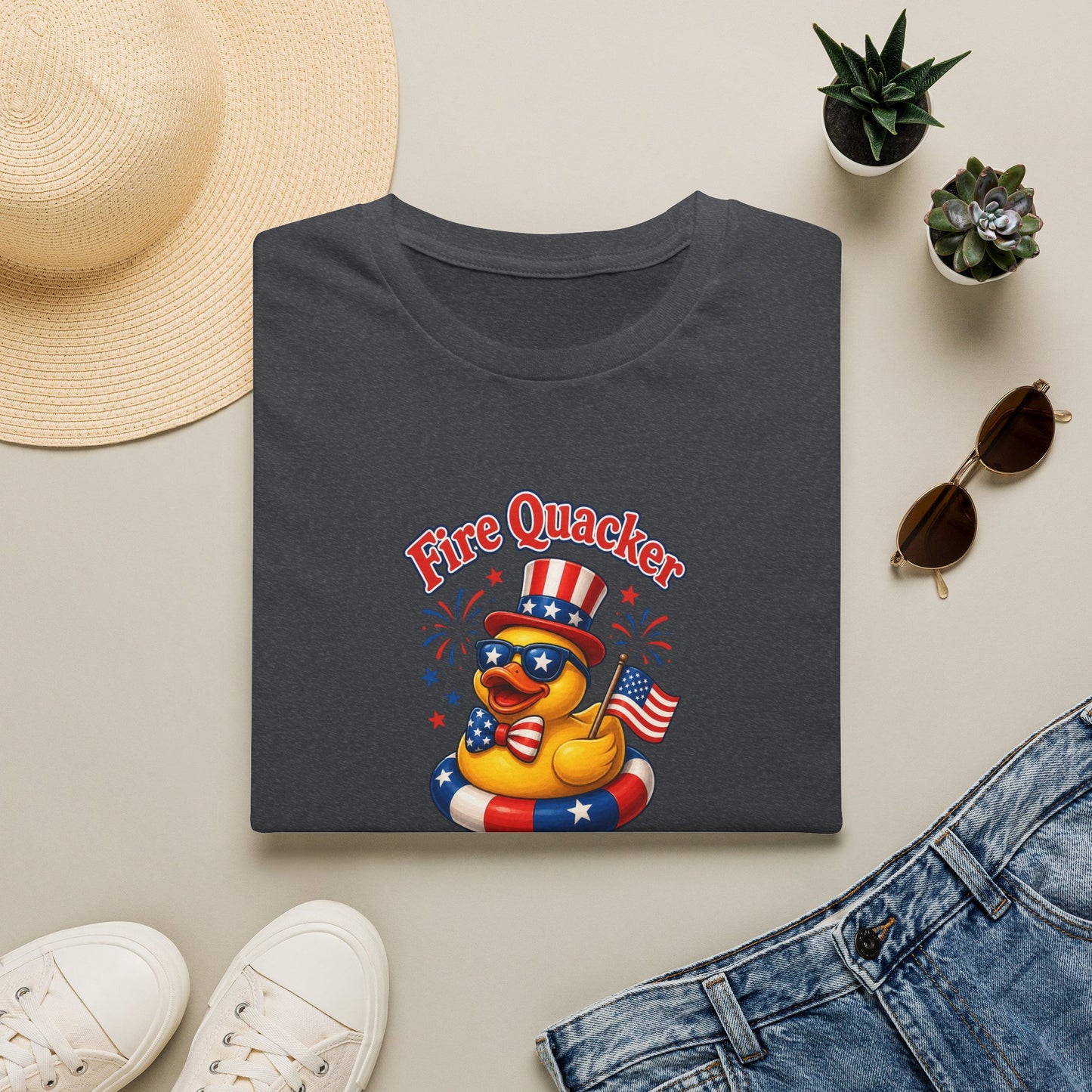 Fire Quacker Patriotic T-Shirt — 4th of July Rubber Ducky Tee