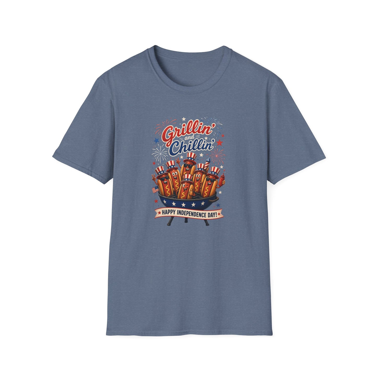 4th of July "Grillin' and Chillin'" T-Shirt – Funny Hotdog Patriotic Tee