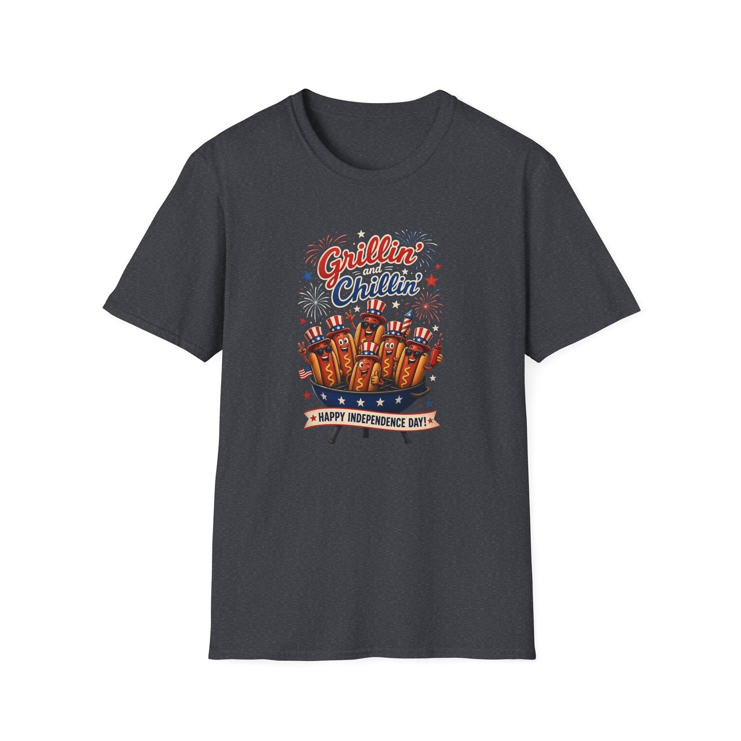 4th of July "Grillin' and Chillin'" T-Shirt – Funny Hotdog Patriotic Tee