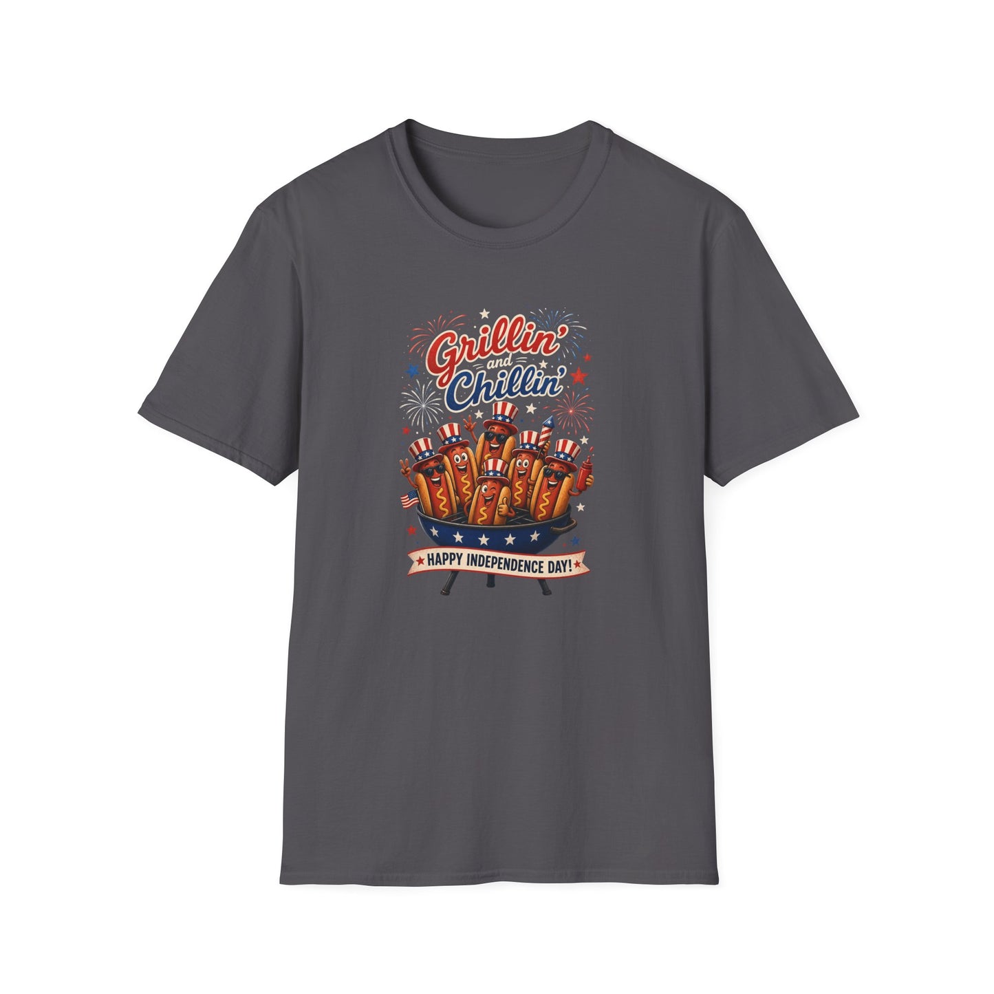 4th of July "Grillin' and Chillin'" T-Shirt – Funny Hotdog Patriotic Tee