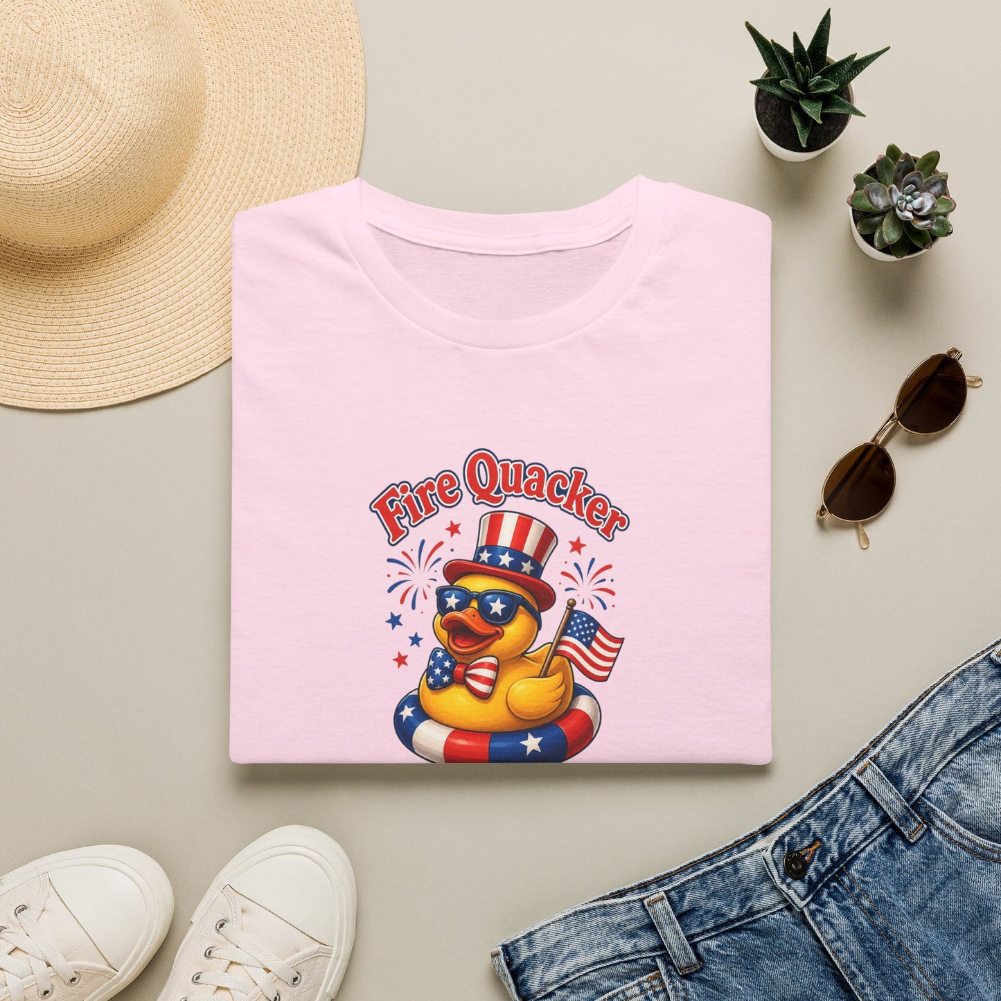 Fire Quacker Patriotic T-Shirt — 4th of July Rubber Ducky Tee