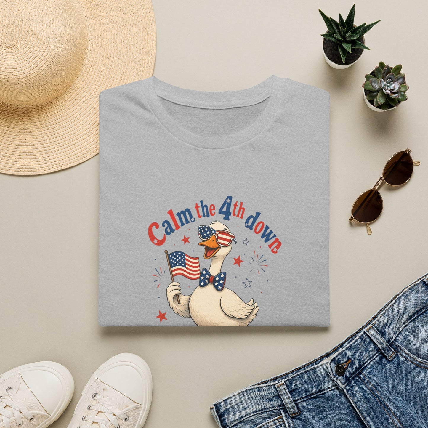 Calm the 4th Down Patriotic Goose T-Shirt