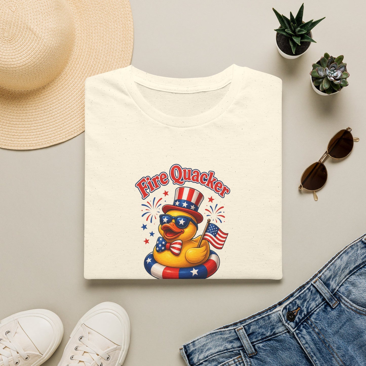 Fire Quacker Patriotic T-Shirt — 4th of July Rubber Ducky Tee