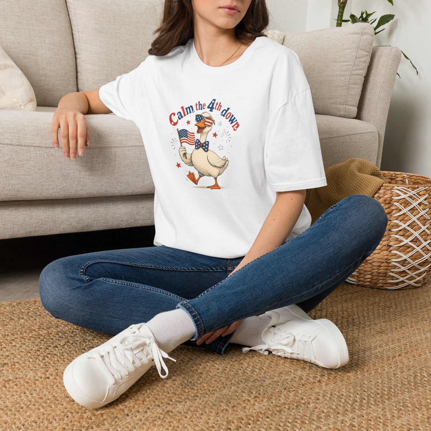Calm the 4th Down Patriotic Goose T-Shirt