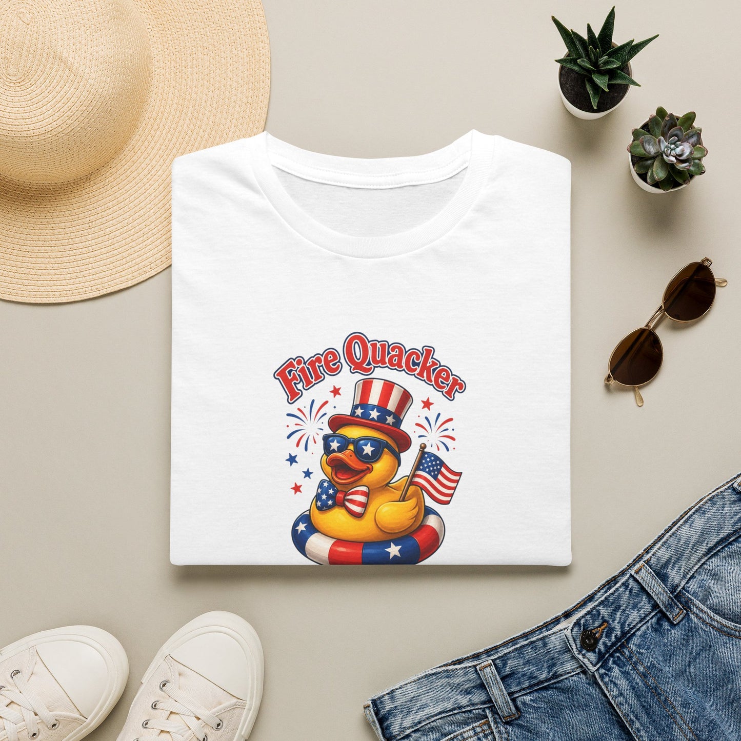 Fire Quacker Patriotic T-Shirt — 4th of July Rubber Ducky Tee
