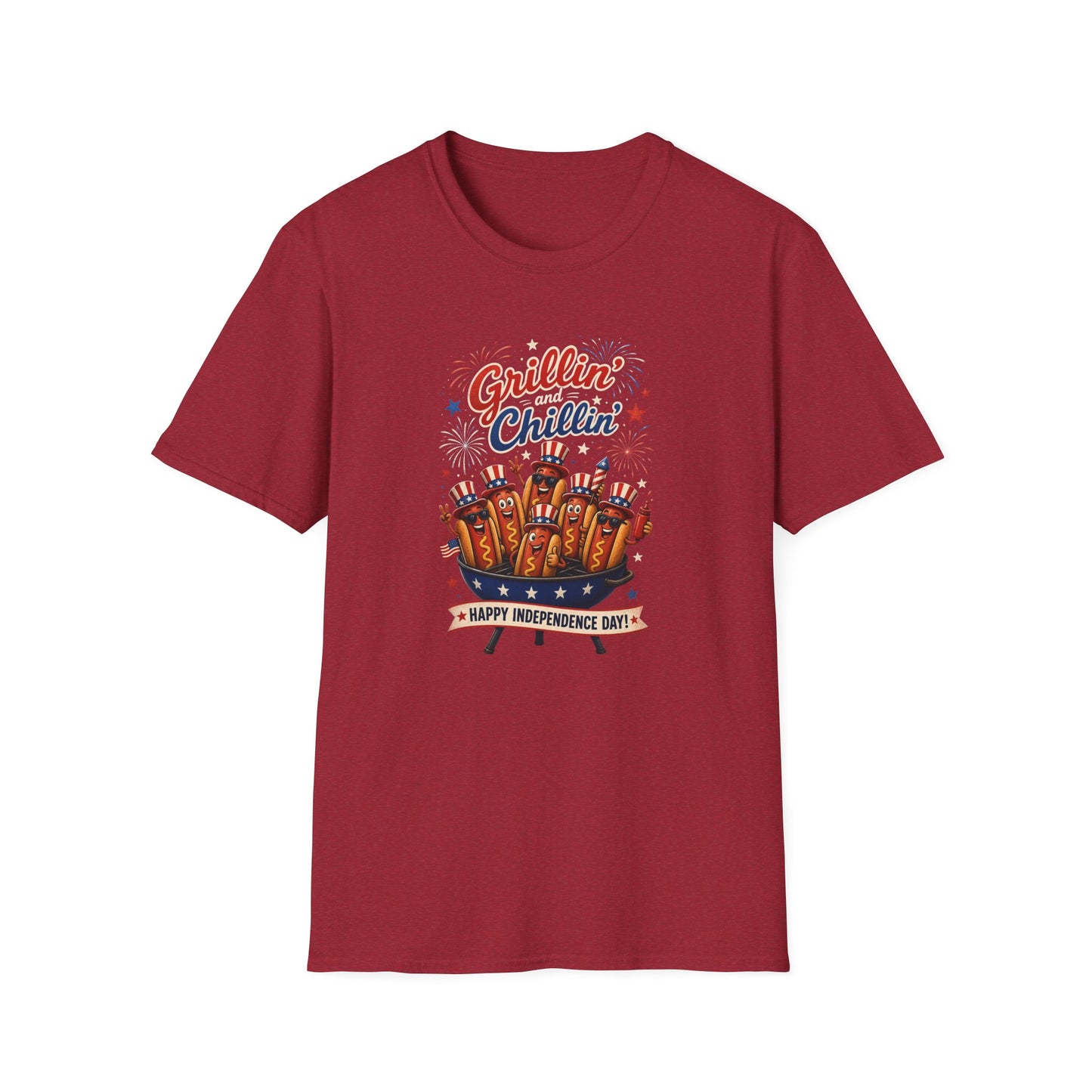 4th of July "Grillin' and Chillin'" T-Shirt – Funny Hotdog Patriotic Tee