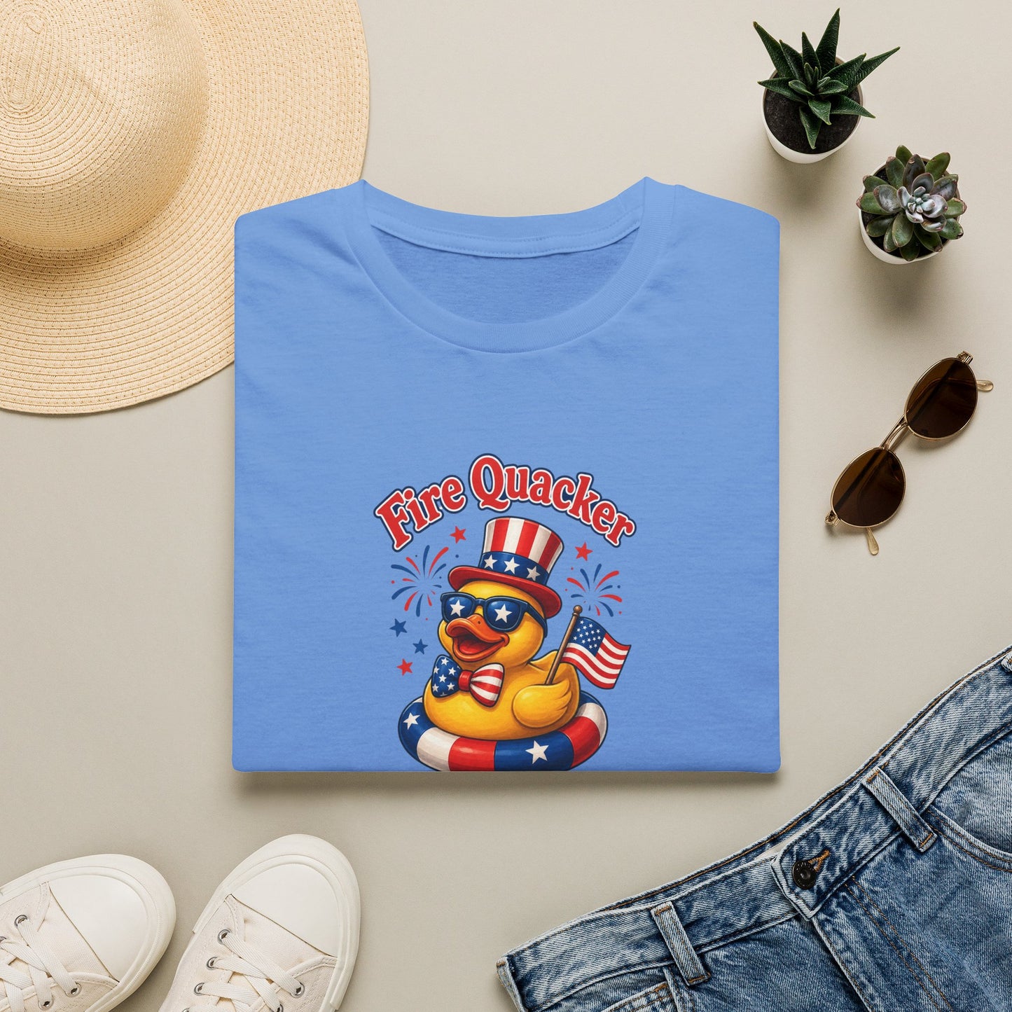 Fire Quacker Patriotic T-Shirt — 4th of July Rubber Ducky Tee