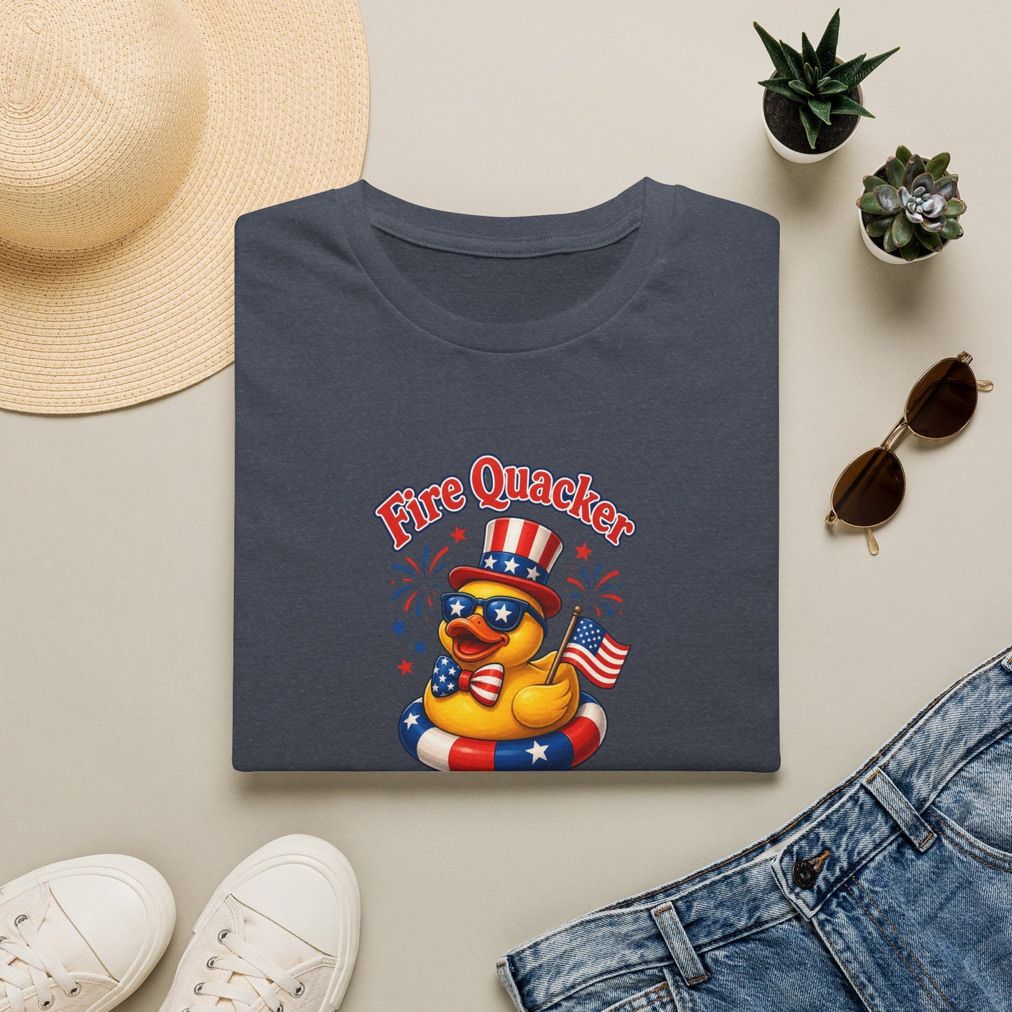 Fire Quacker Patriotic T-Shirt — 4th of July Rubber Ducky Tee