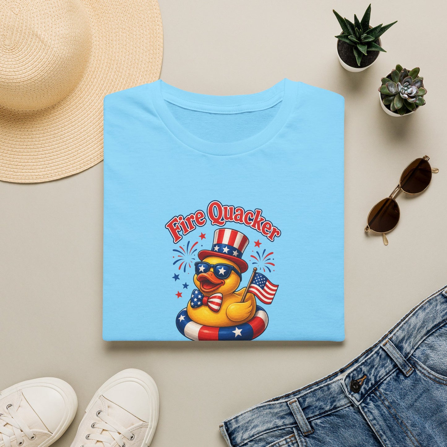 Fire Quacker Patriotic T-Shirt — 4th of July Rubber Ducky Tee