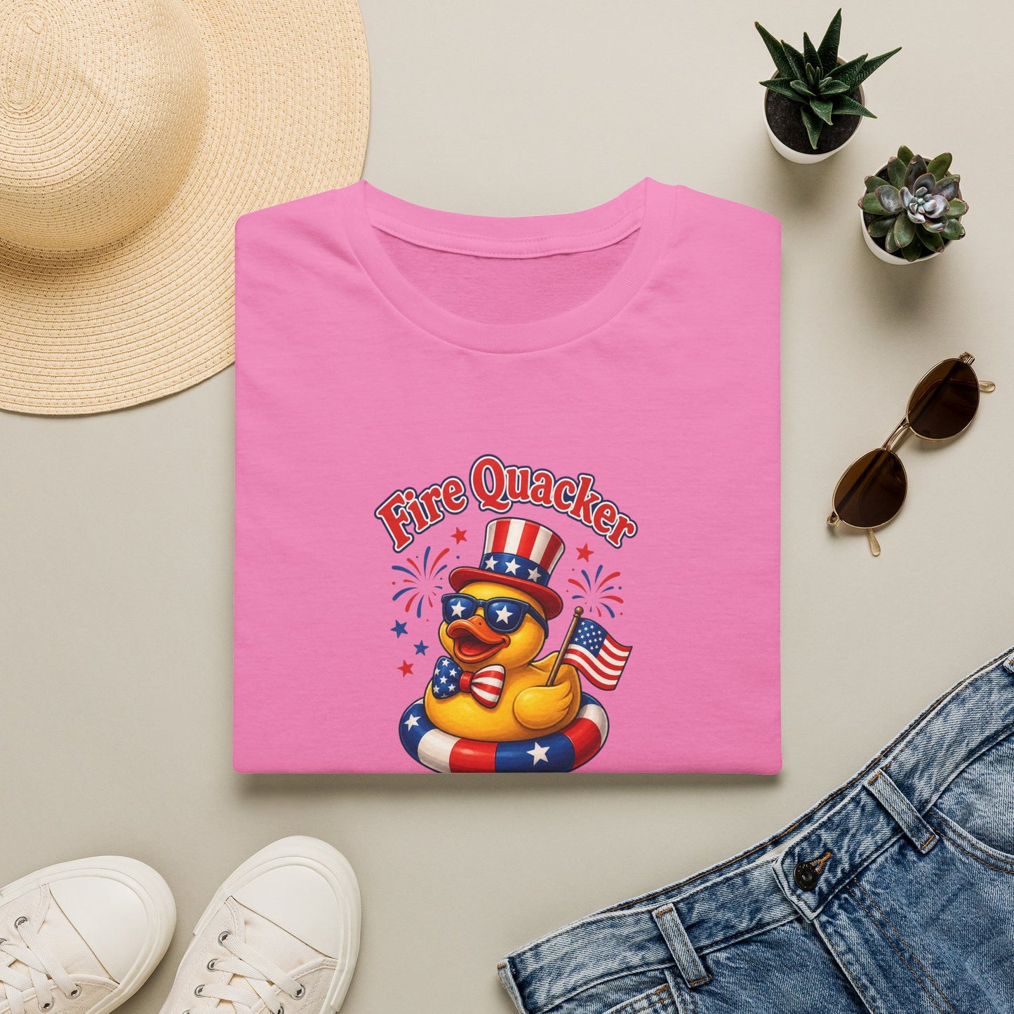 Fire Quacker Patriotic T-Shirt — 4th of July Rubber Ducky Tee