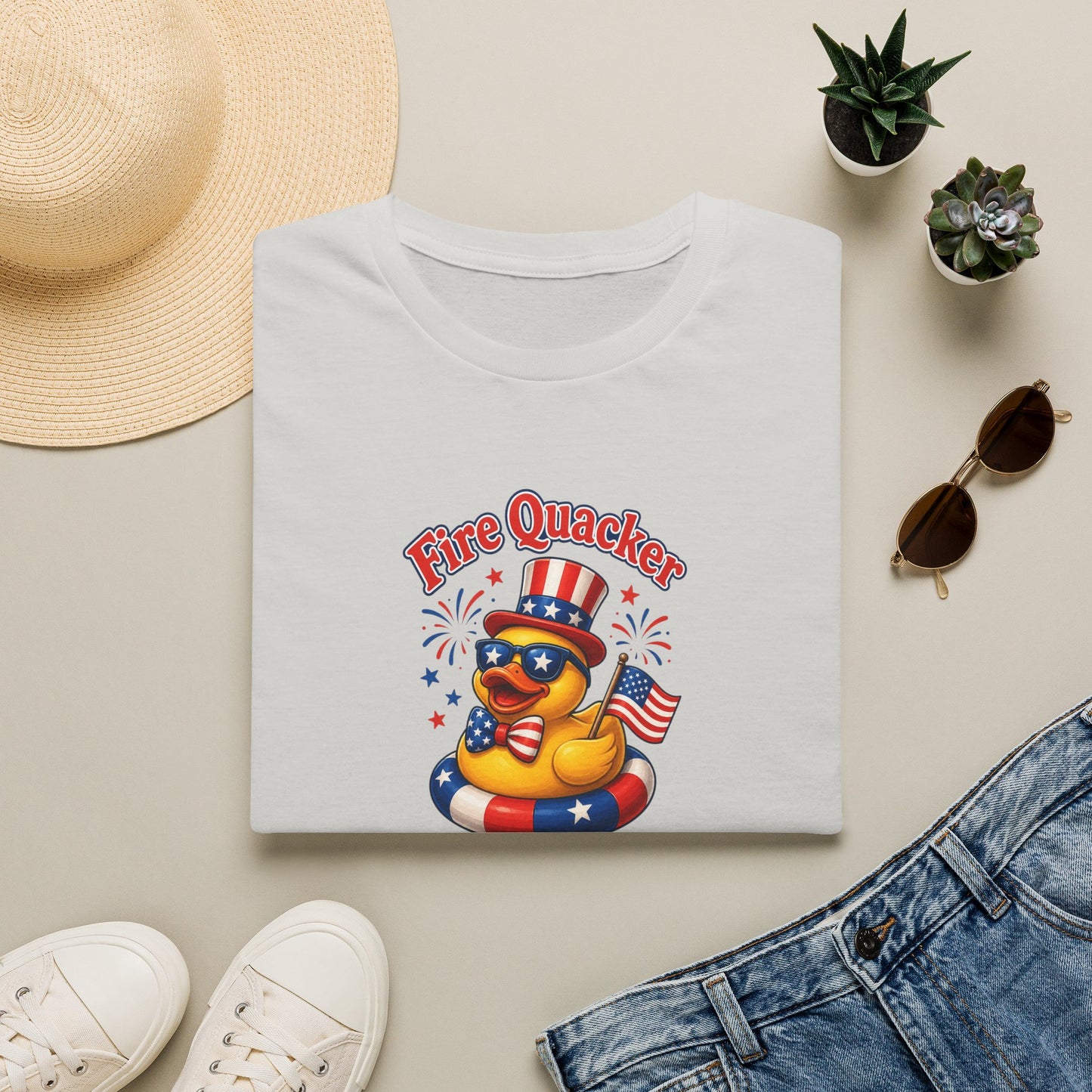 Fire Quacker Patriotic T-Shirt — 4th of July Rubber Ducky Tee