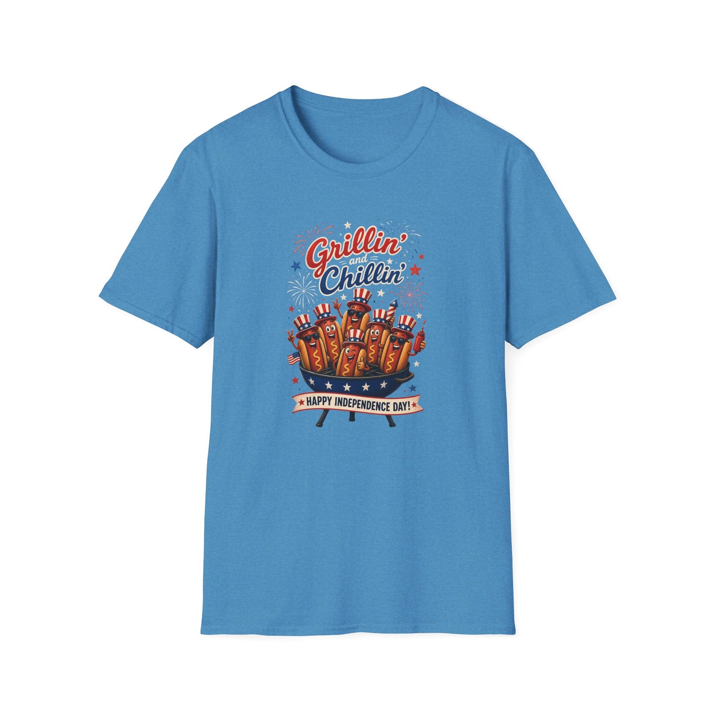 4th of July "Grillin' and Chillin'" T-Shirt – Funny Hotdog Patriotic Tee