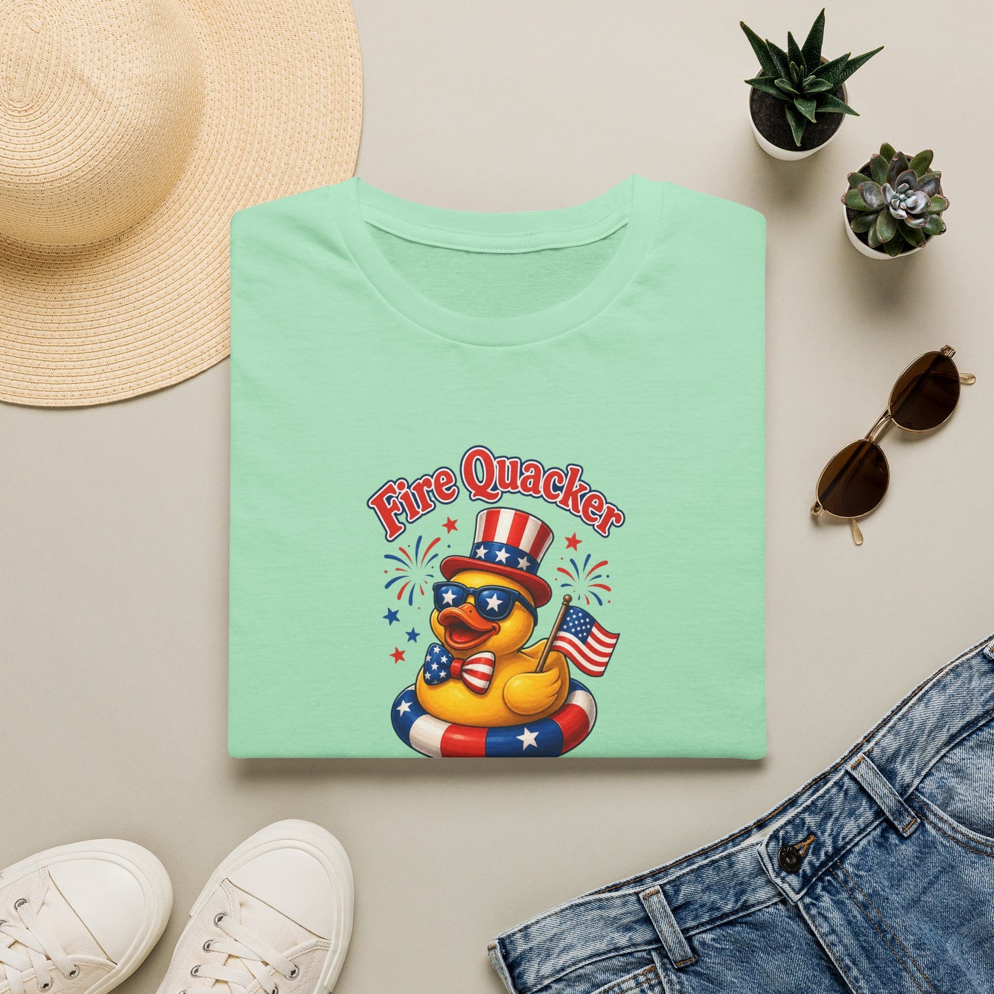 Fire Quacker Patriotic T-Shirt — 4th of July Rubber Ducky Tee