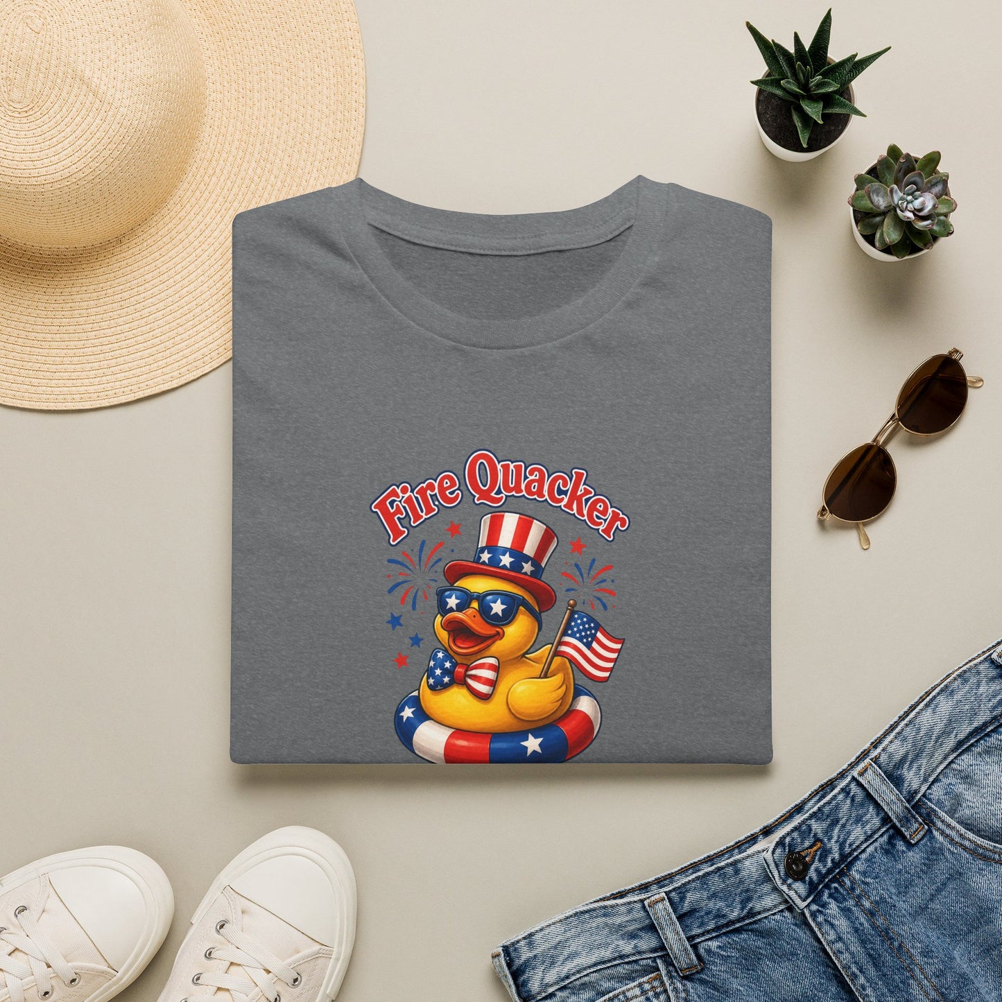 Fire Quacker Patriotic T-Shirt — 4th of July Rubber Ducky Tee