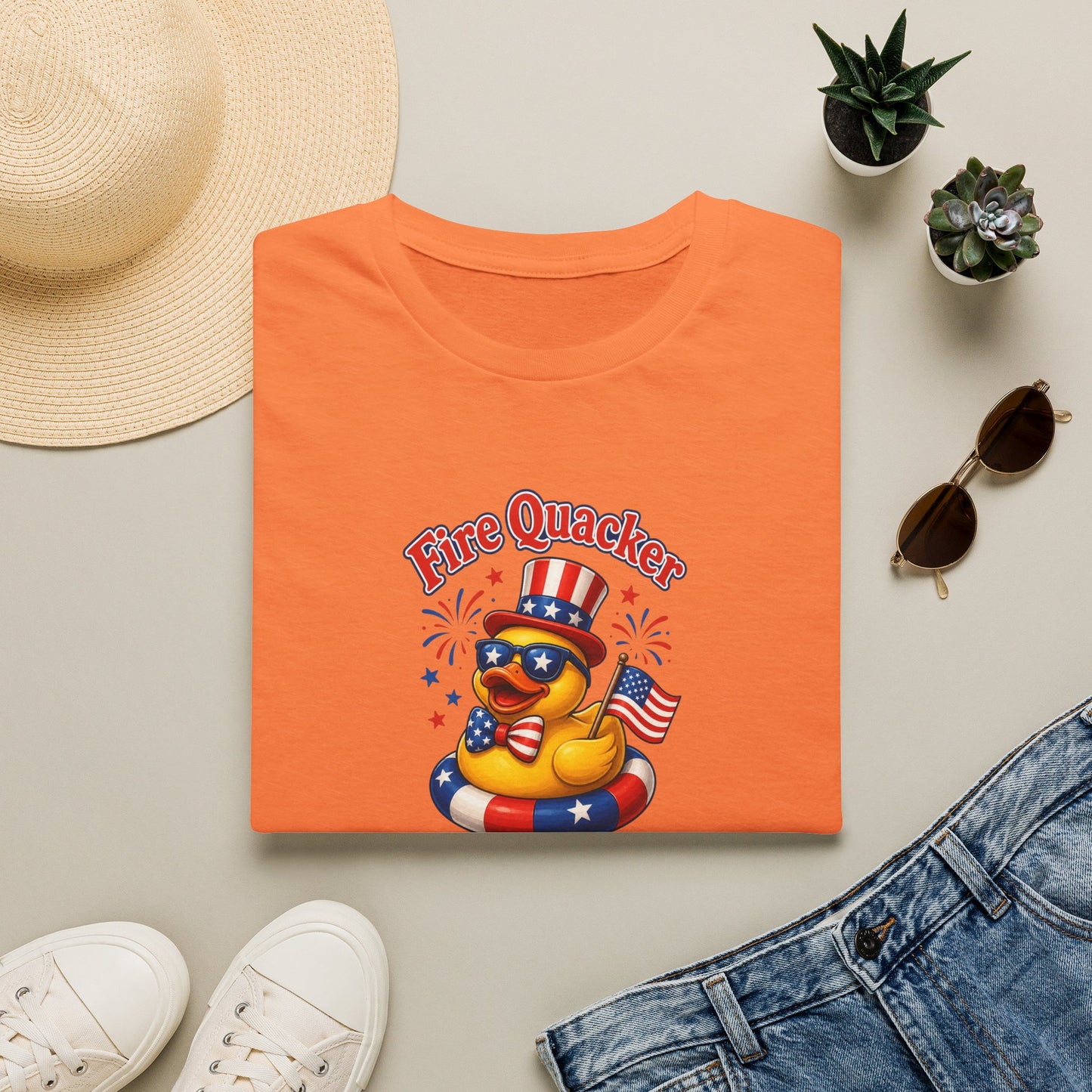 Fire Quacker Patriotic T-Shirt — 4th of July Rubber Ducky Tee
