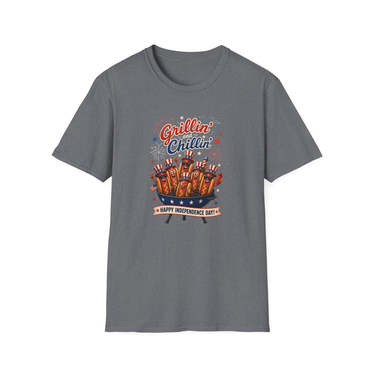 4th of July "Grillin' and Chillin'" T-Shirt – Funny Hotdog Patriotic Tee