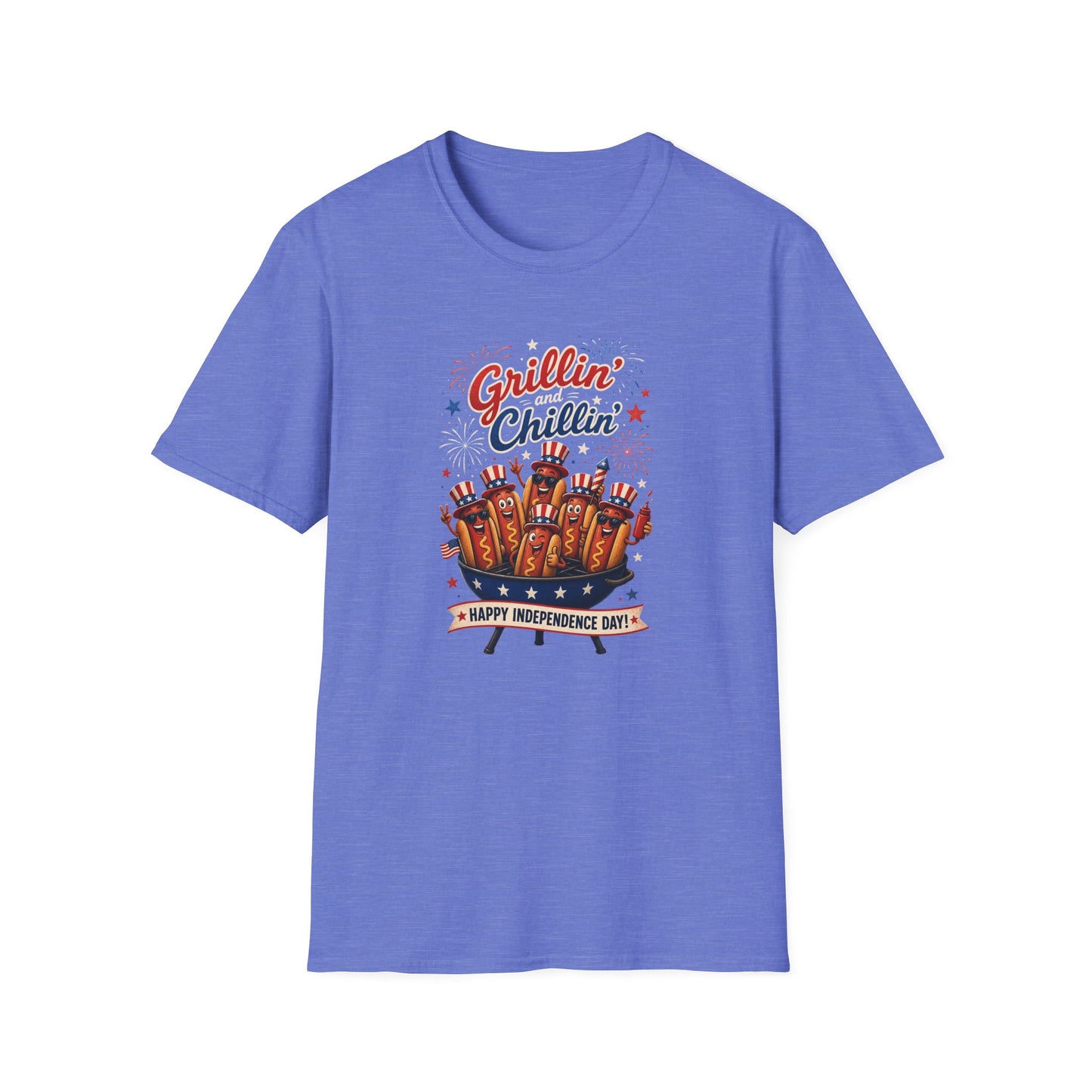 4th of July "Grillin' and Chillin'" T-Shirt – Funny Hotdog Patriotic Tee